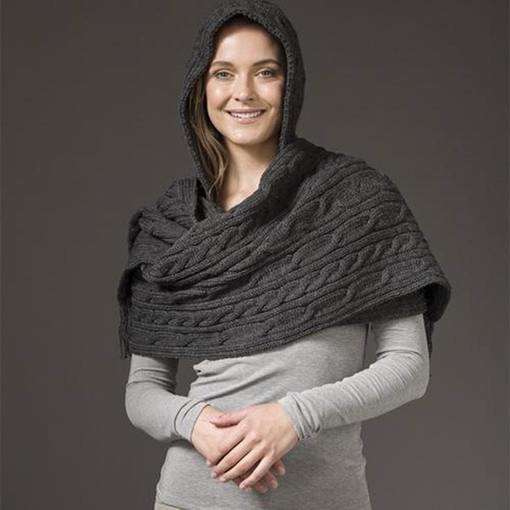 Irish Wool Hooded Scarf